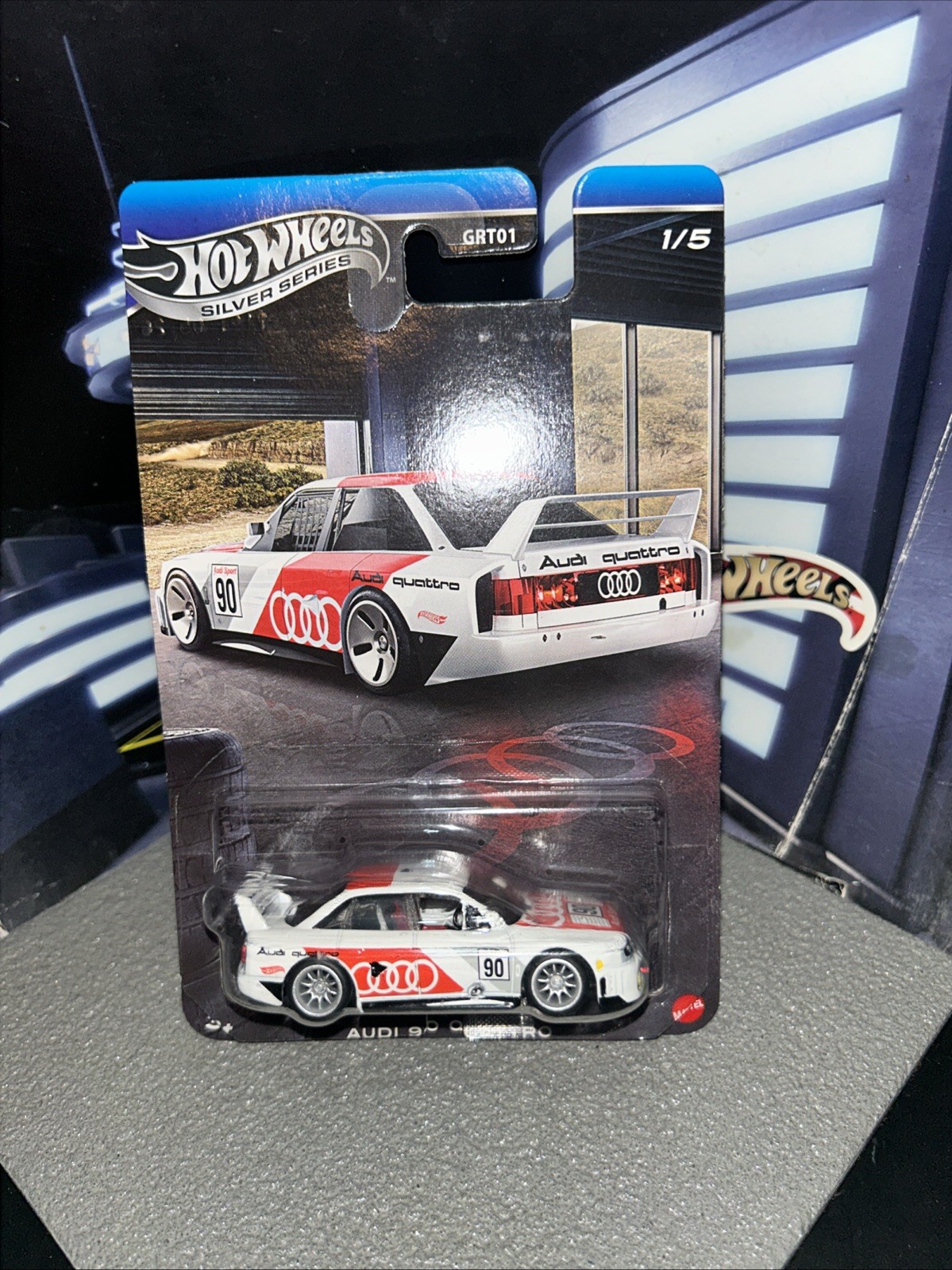 Hot Wheels Silver series Audi 90 Quattro white modified into negative camber