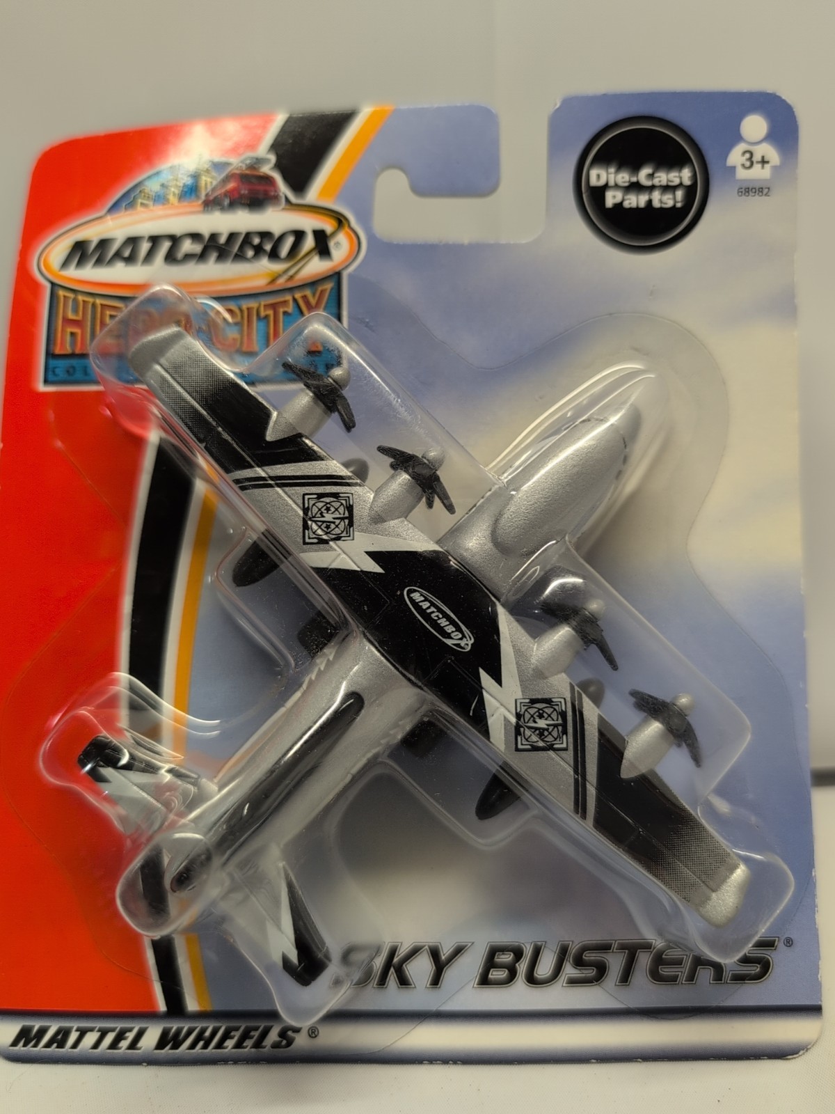 Matchbox 2002 Hero City Sky Busters Transport Plane Silver/ Black NIP 2002 VTG