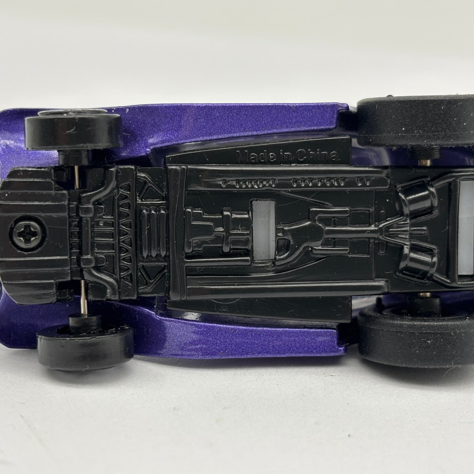 1930s Ford Coupe Hot Rod Diecast Car Purple Flames Exposed Engine Custom