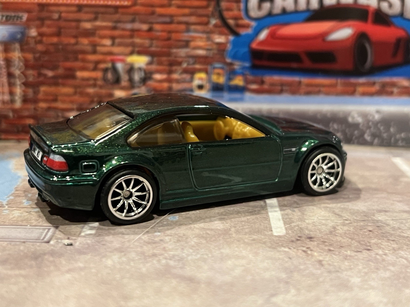 Hot Wheels BMW M3 E46 Green Power Trip Silver 10 Spoke Wheel Swap