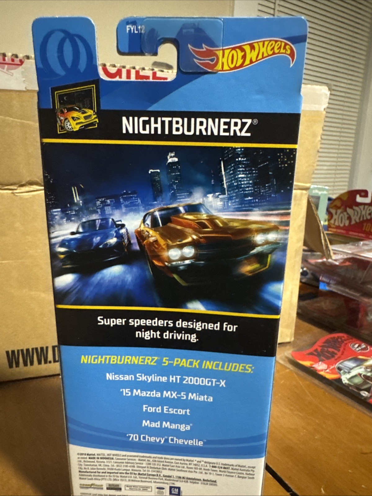 Hotwheels Nightburnerz 5 Pack Nissan/mazda/ford/mad Mango /chevy
