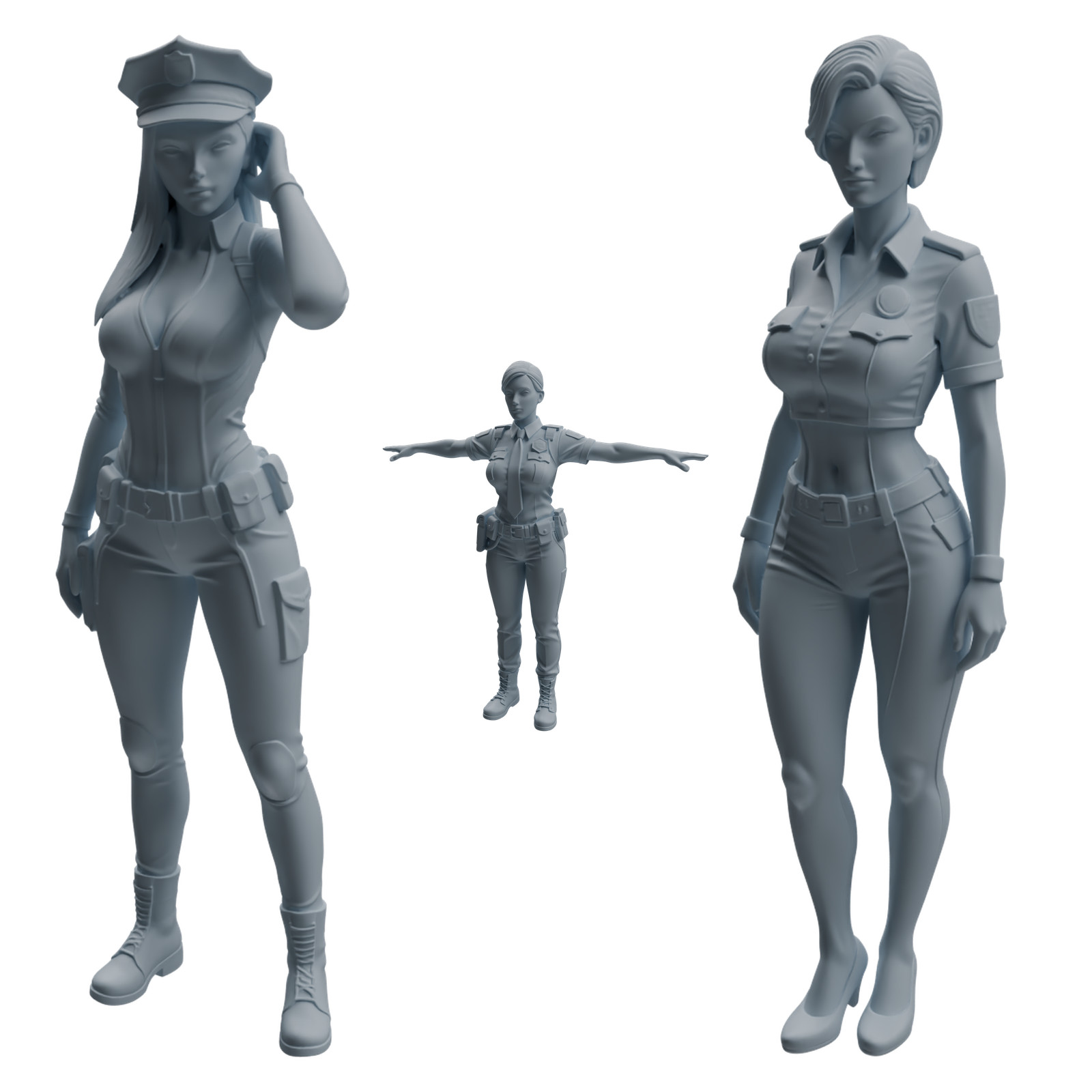 1/64/87 MultiStyle Female Police Officer Character HO N Scale Miniatures Diorama