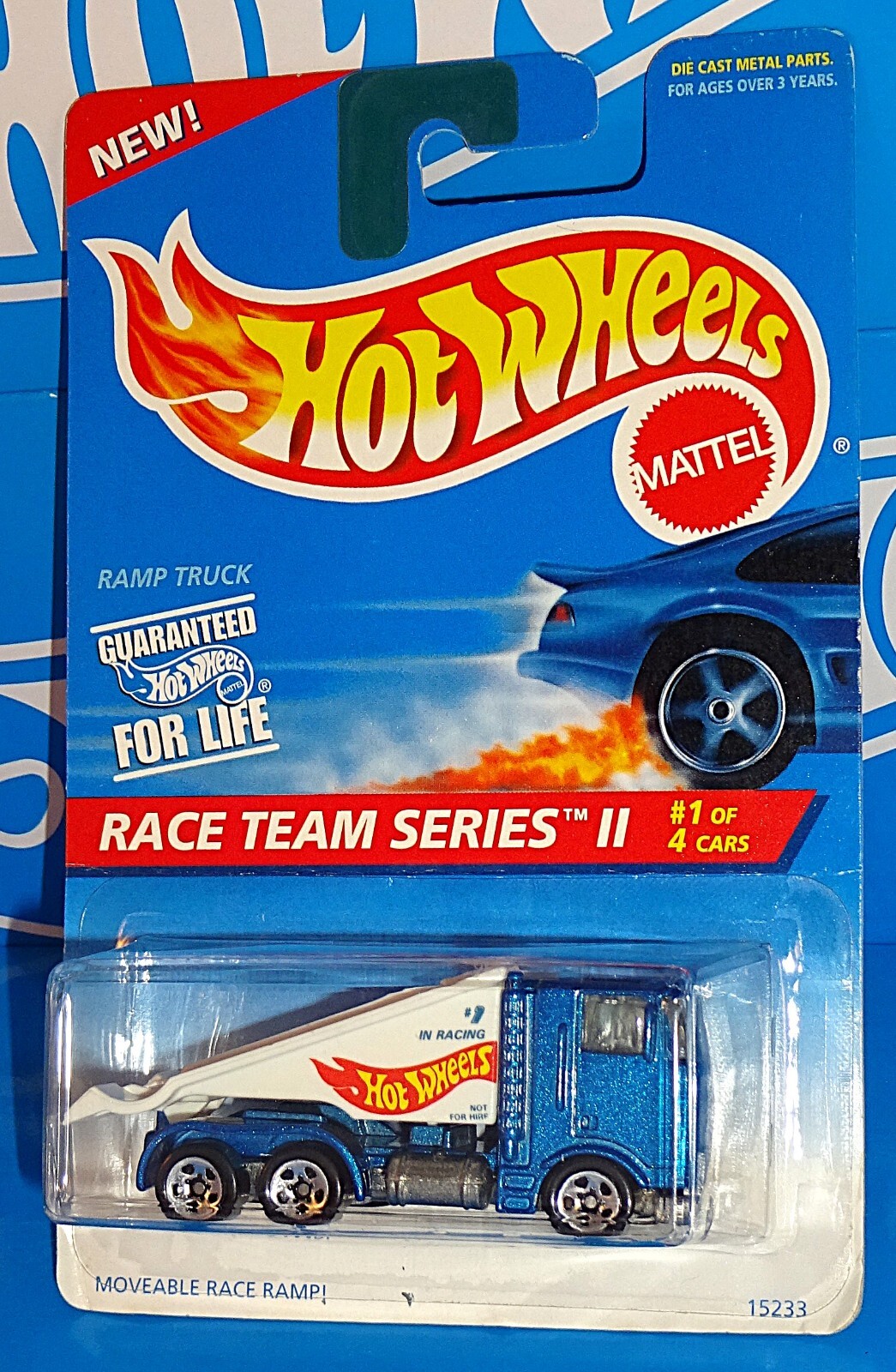 Hot Wheels 1996 Race Team Series II #392 Ramp Truck Blue w/ 5SPs