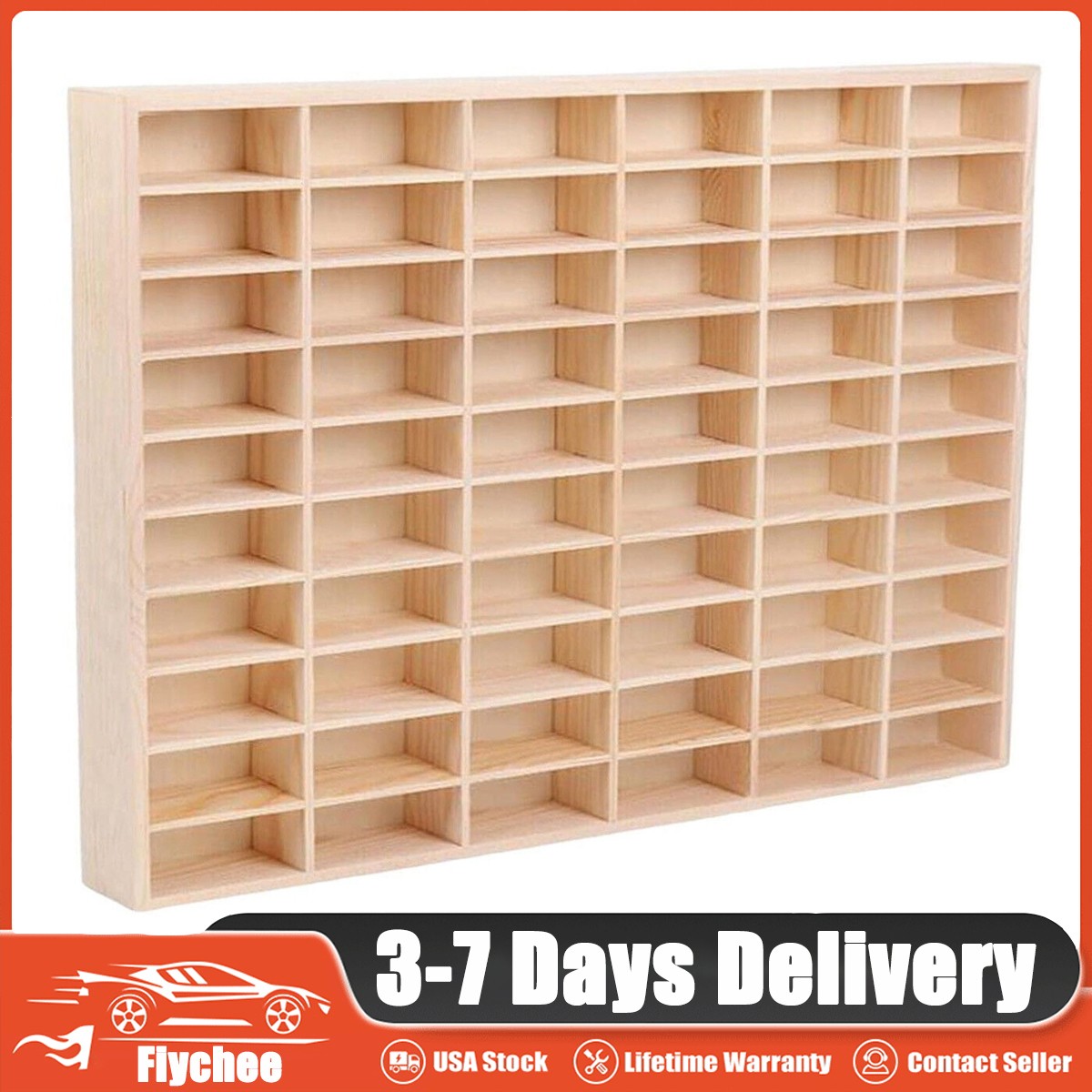 60 Grids Hot Wheels Diecast Box Wooden Display Storage Cabinet 1/64 Car Matchbox
