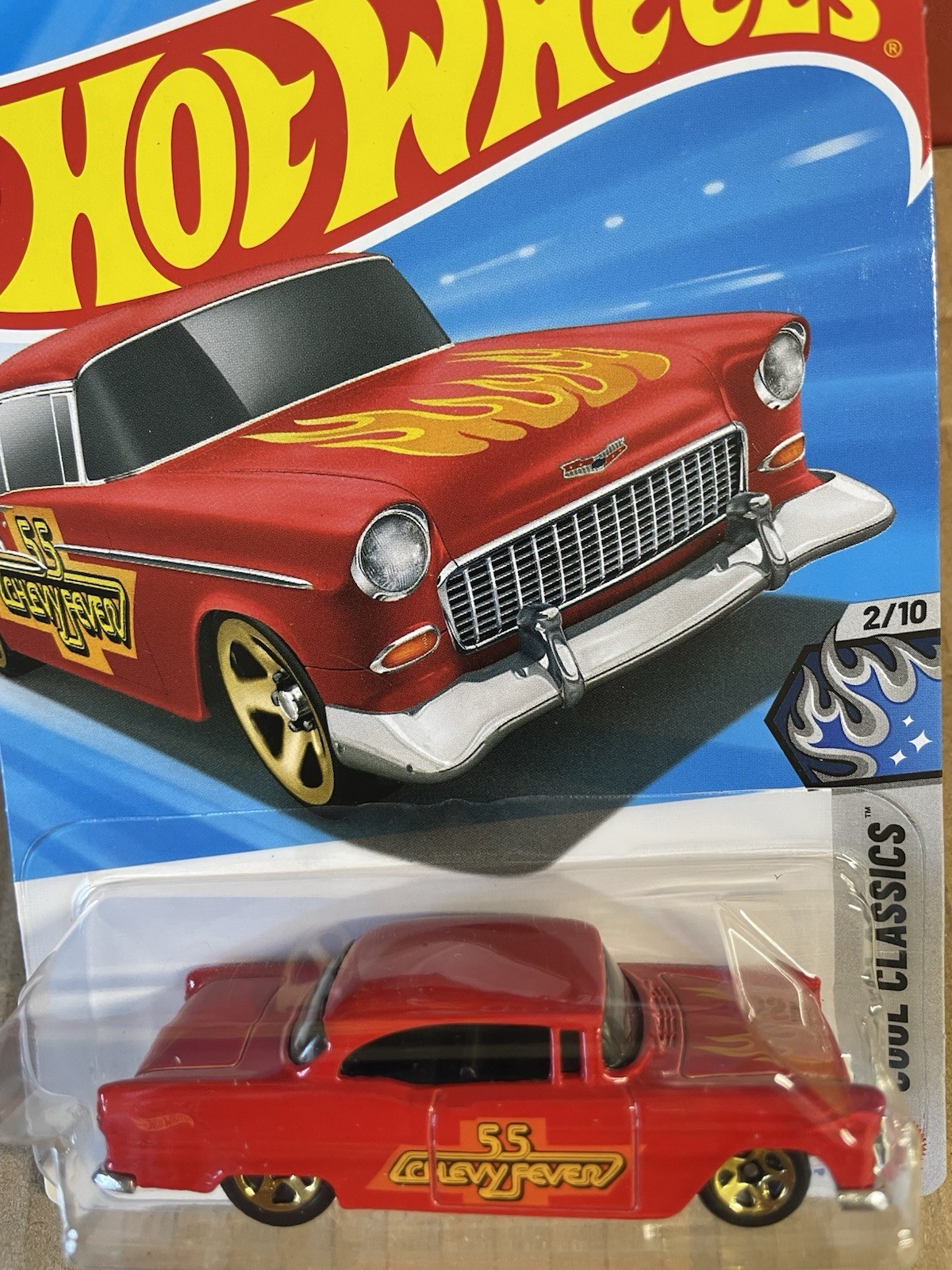 New 2026 Hot Wheels Red ’55 ChevyFever-HW Cool Classics #2/10!