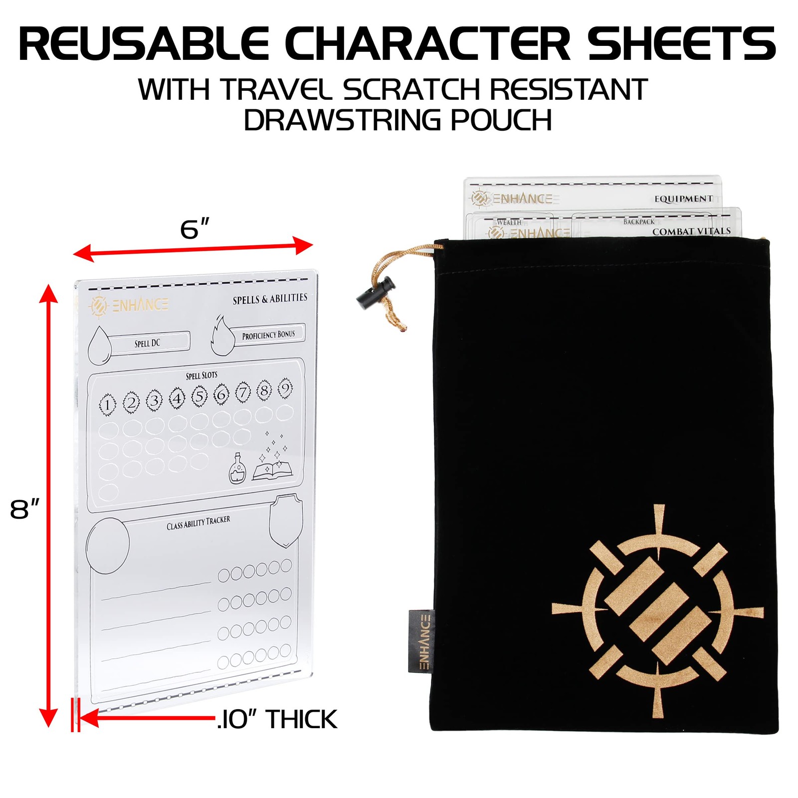 Tabletop Acrylic Character Sheet Set – Reusable 5e Dungeons and Dragons Chara…