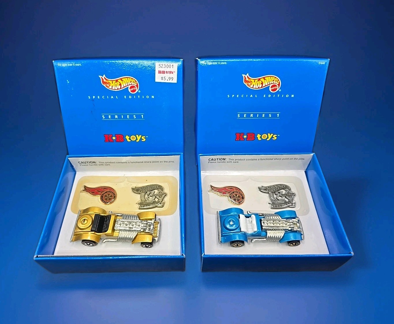 1998 Hot Wheels Special Edition KB Toys Series 1 Sweet 16 Gold & Blue Read