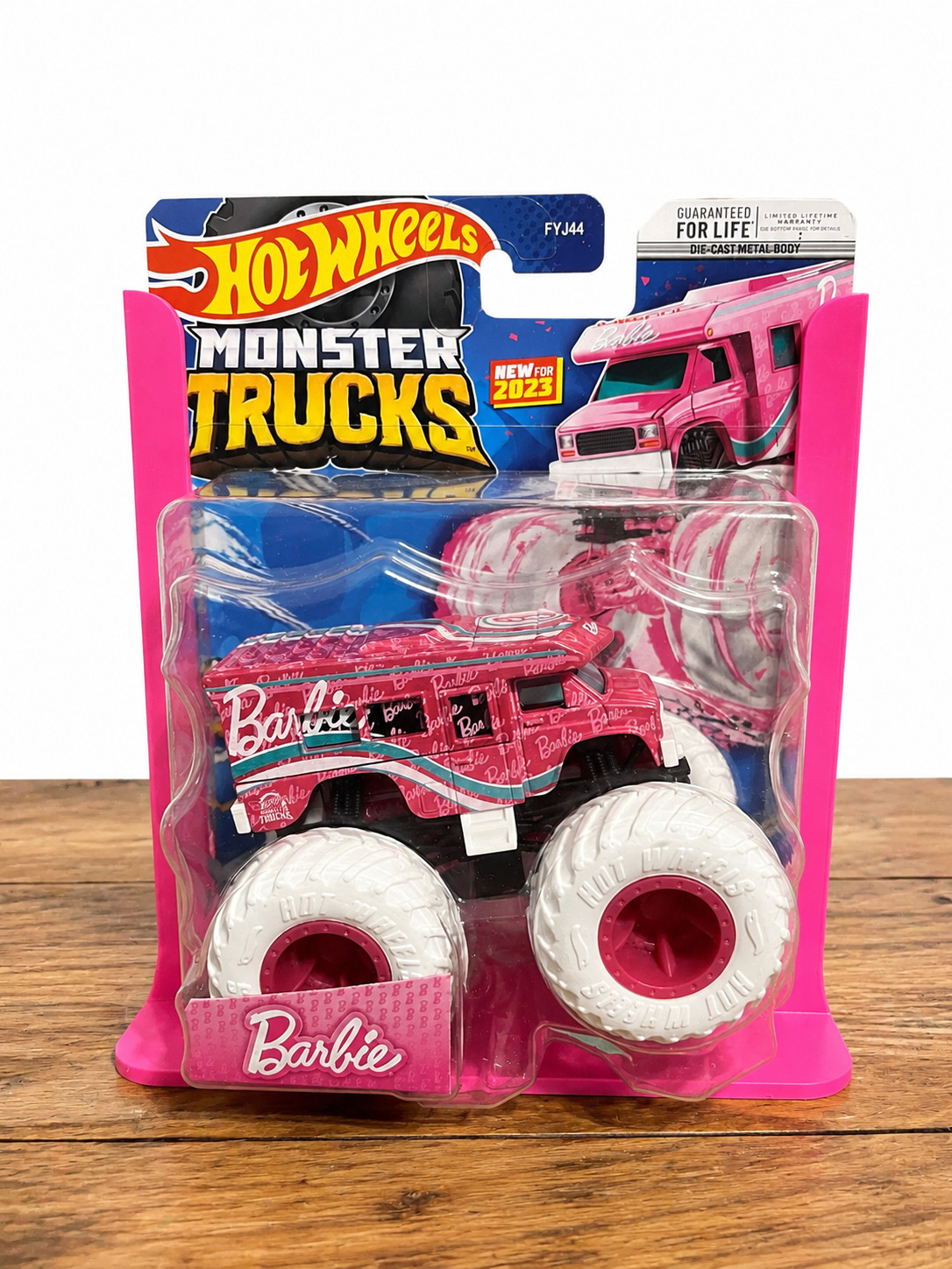 Hot Wheels Monster Truck Barbie 1:64 Diecast Vehicle WITH Custom Pink Stand