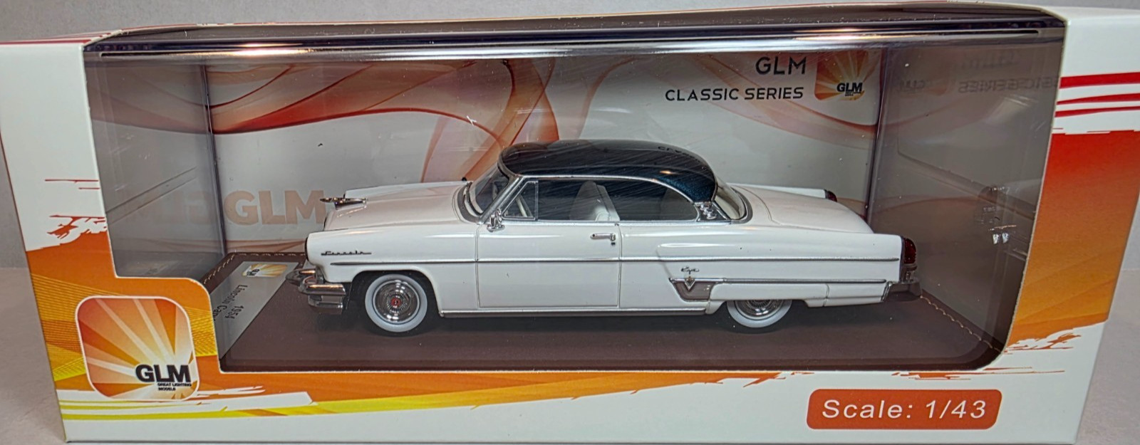 GLM 1:43 1954 Lincoln Capri Special Custom Coupe White/Ambassador Blue 20 PCS!!
