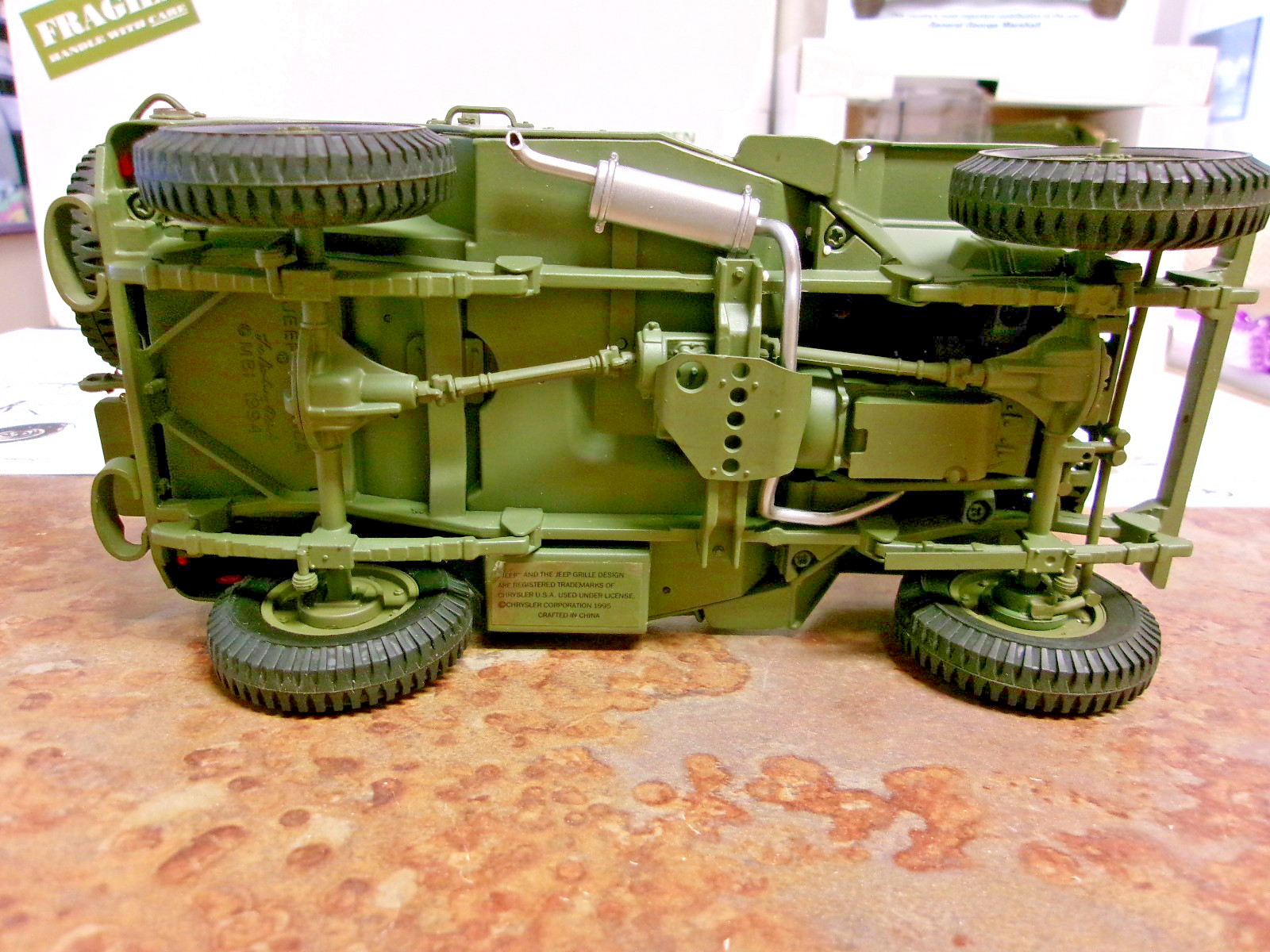 Danbury Mint World War II Jeep Replica 1/16, Gun, Box, Roof, & All Paperwork!