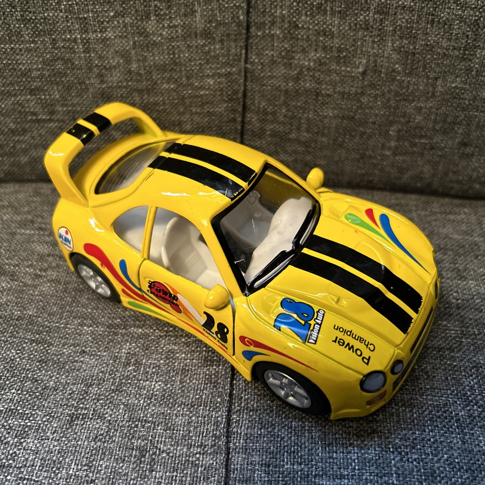 Kinsfun 3 Turbo Racer Pullback Die-Cast Toy Car Kintoy Champion 5” Turbo Yellow
