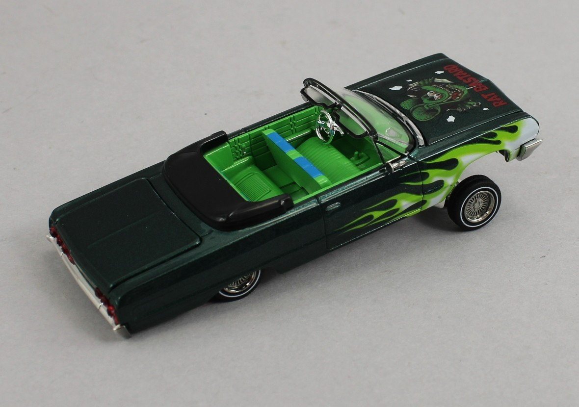 1:64 *FINE WORKS 64* RAT FINK Green w/Flames Chevrolet IMPALA *LOWRIDER* NIB