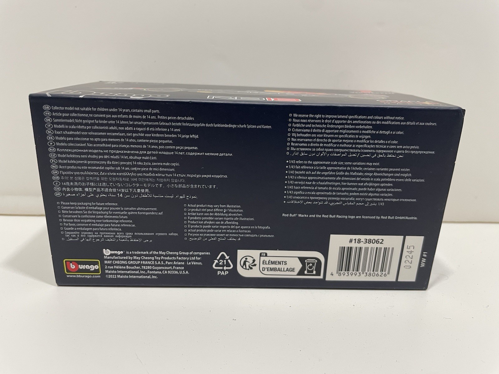 Red Bull RB18 #1 Max Verstappen Formula 1 F1 (2022) 1/43 BY Bburago Diecast C