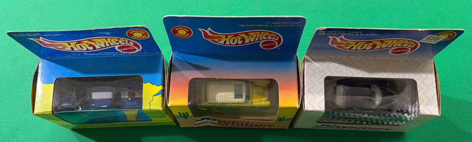 Hot Wheels 1998/1998 JC WHITNEY (2) + Scott Wahlstrom Ford Mustang (1) 3 Cars