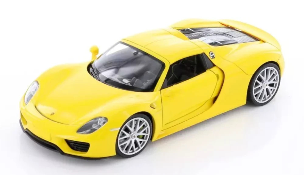 2013 Porsche 918 Spyder Hard Top 1/24 Scale Diecast Model Welly -YELLOW w/ BOX