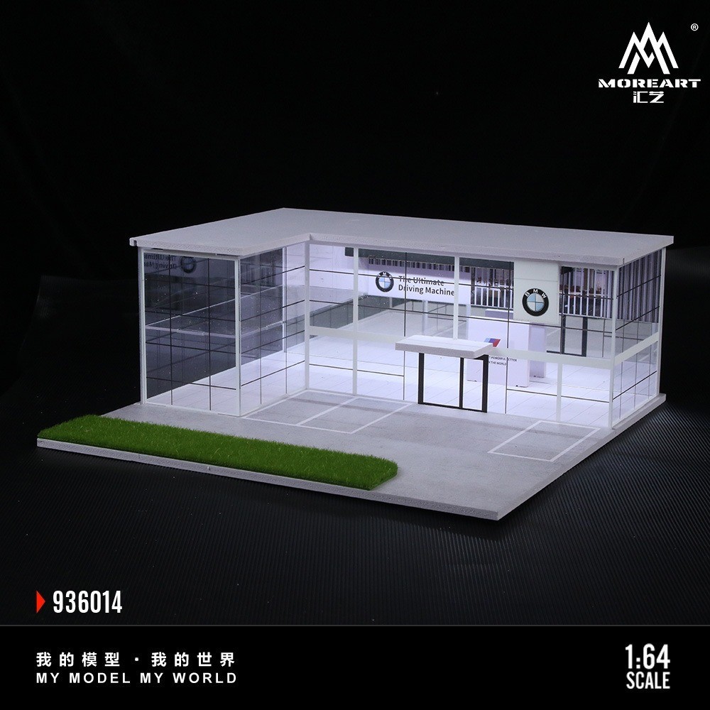 Diorama 1/64 Die-Cast Car Garage Model LED Car Exhibition Showroom Scene Gift US