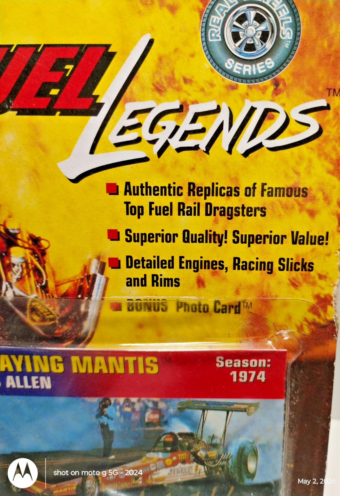 JOHNNY LIGHTNING,TOP FUEL-LEGENDS,PRAYING MANTIS,CAR & CARD JEB ALLEN 1974 (G2