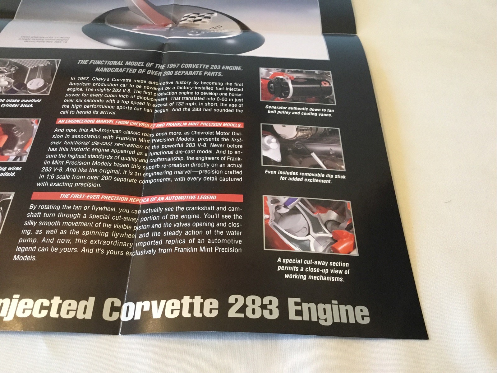 Franklin Mint Fuel Injected Corvette 283 Engine Brochure Paperwork Only 1:24