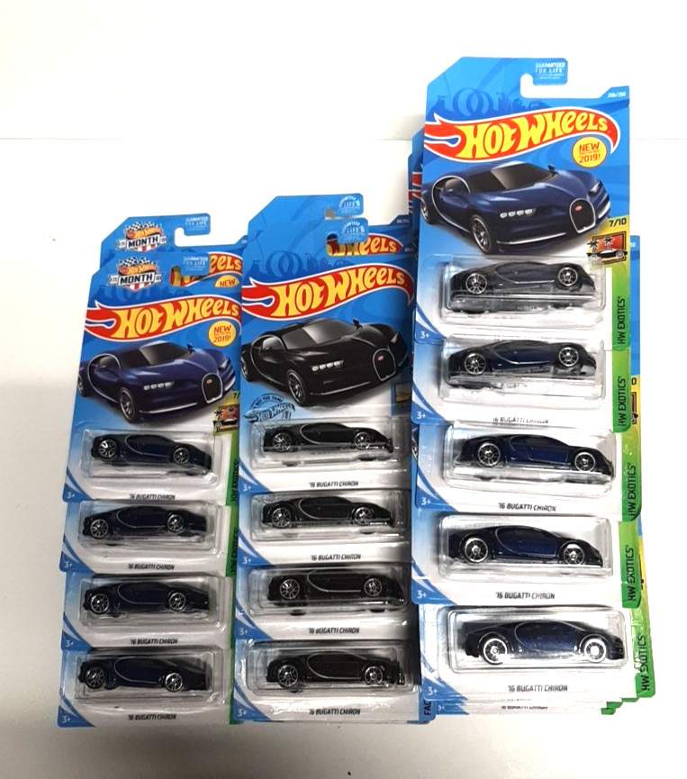 48 Car Lot Hot Wheels 2016 Bugatti Chiron Cars Mixed Blue / Black & MONTH Card