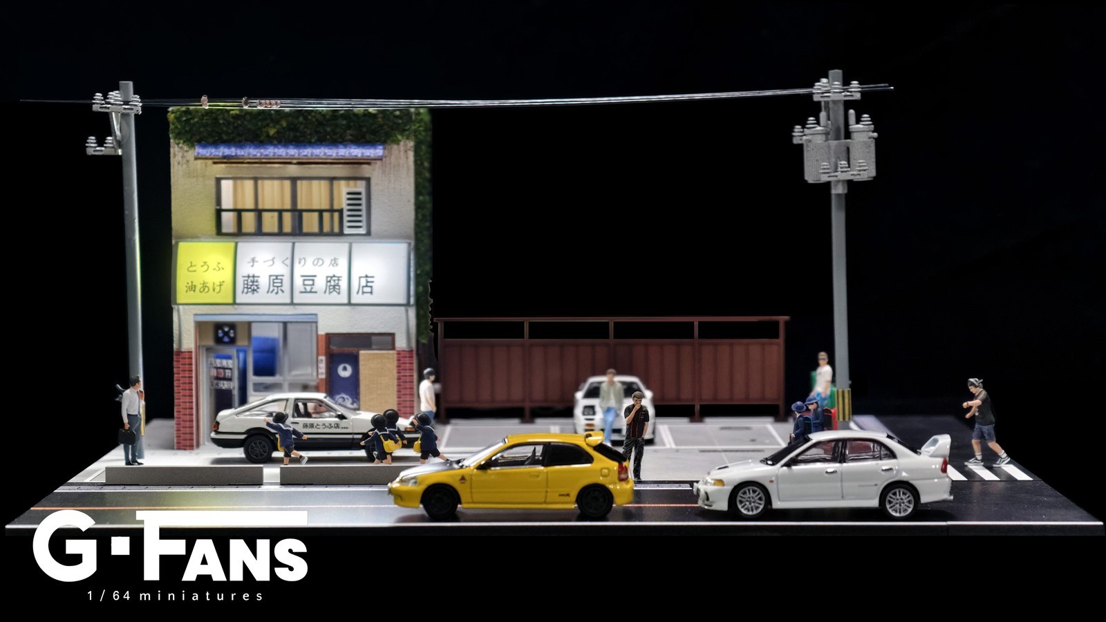 Diorama 1/64 Car Garage Model LED Lighting City Car Parking Lot Scene Model Gift