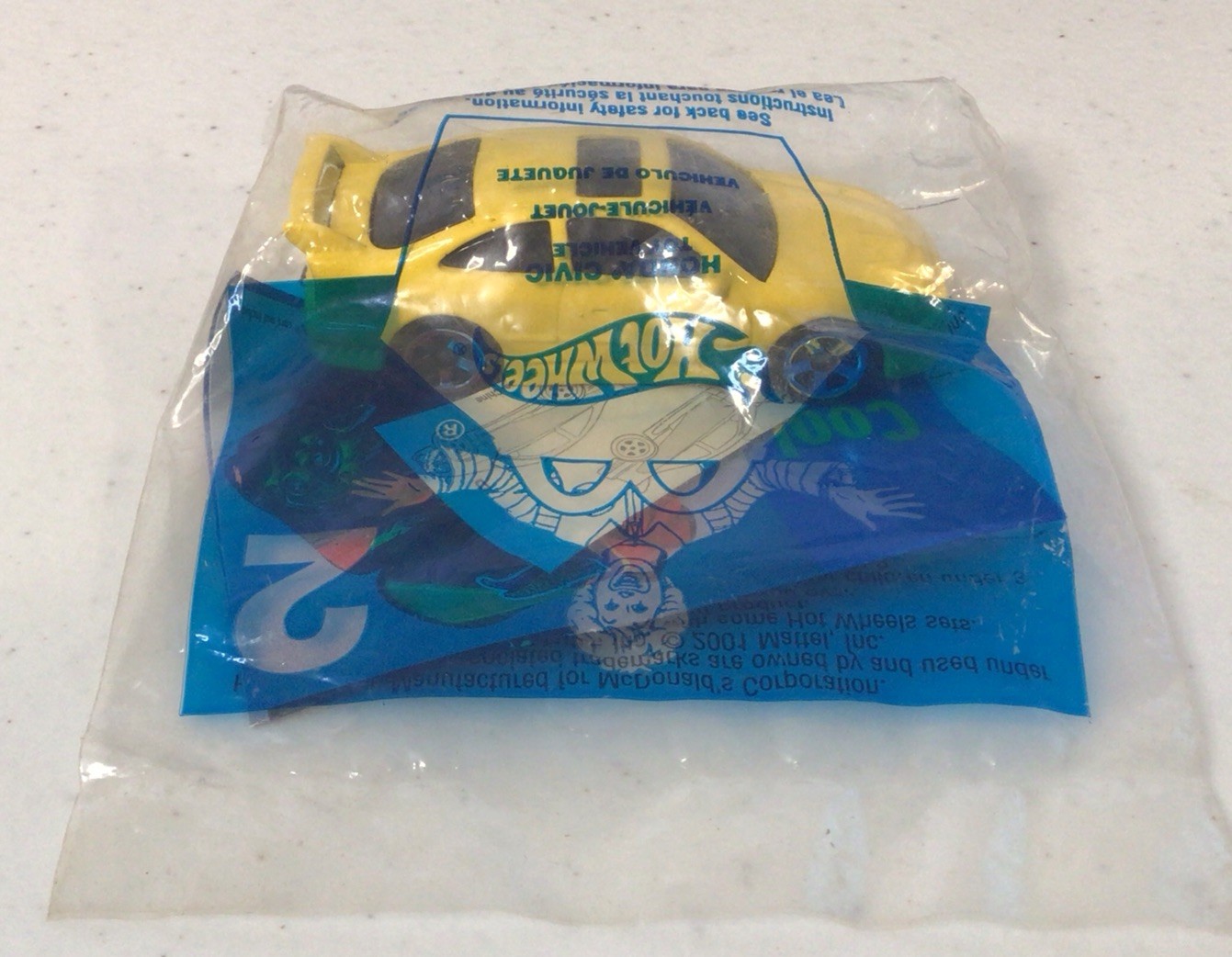 2001 Hot Wheels McDonald’s Happy Meal Honda Civic Yellow In Original Packaging