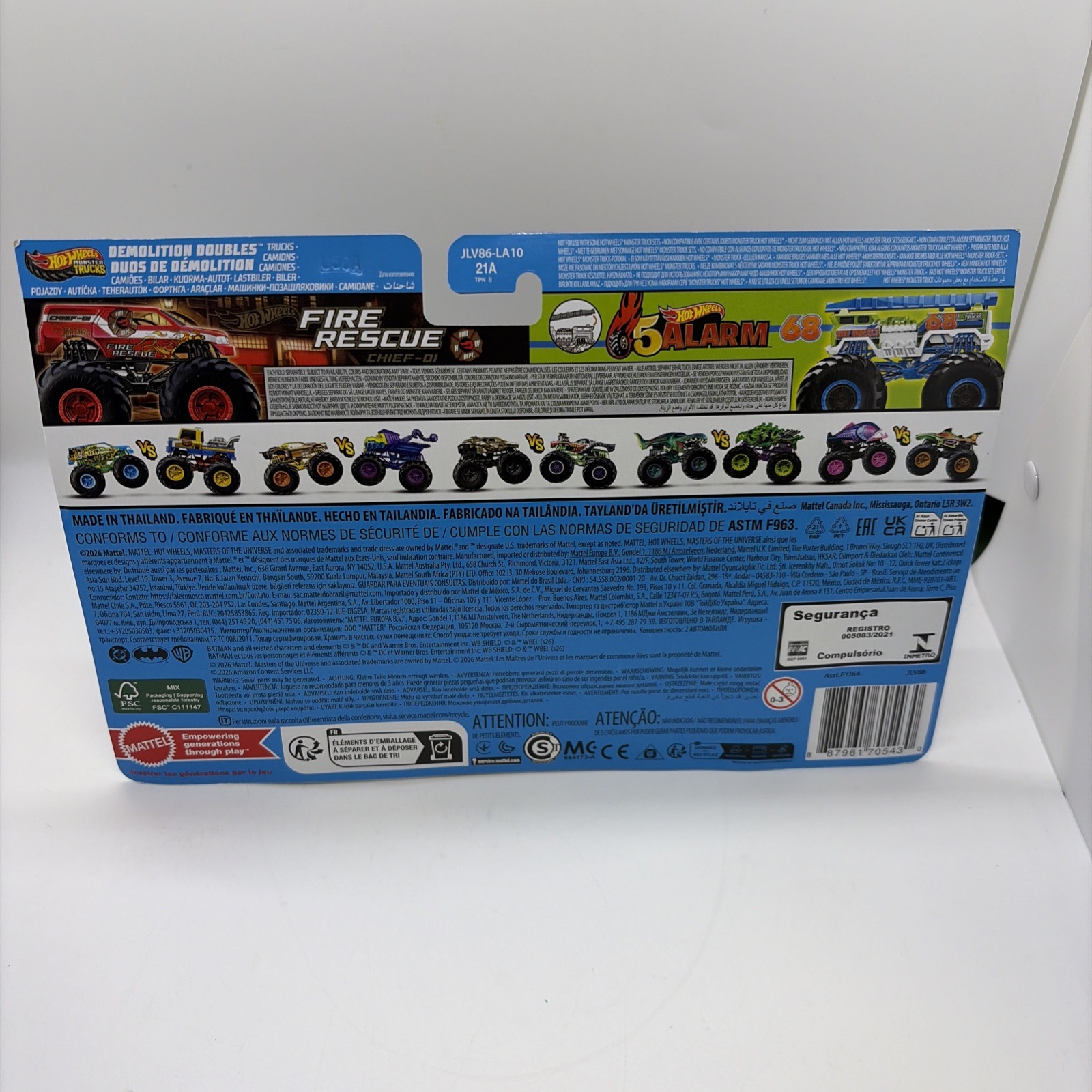 Hot Wheels 1:64 Demo Doubles Monster Trucks Fire Rescue And HW 5 Alarm