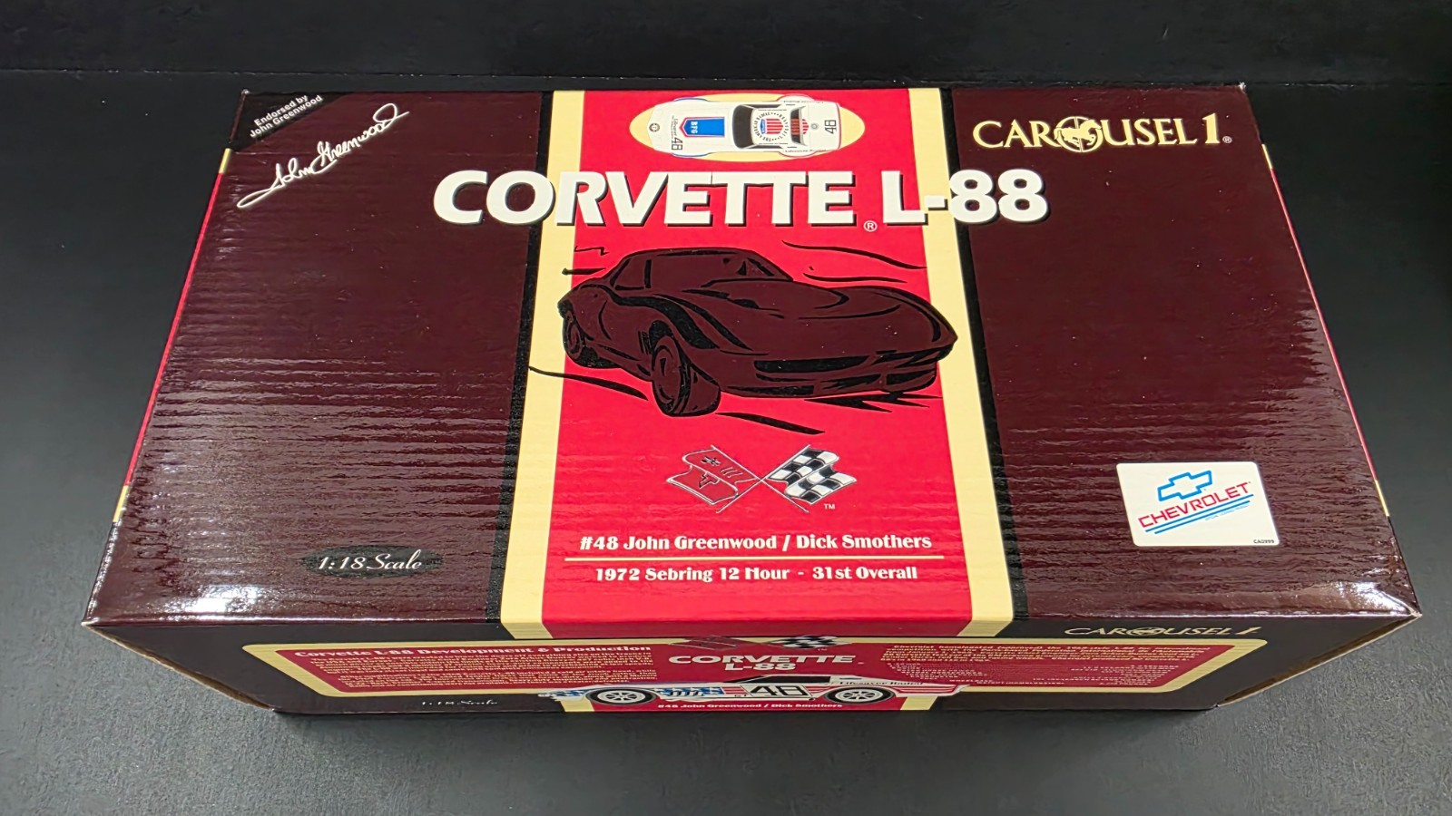 CAROUSEL 1 #48 CORVETTE L-88 JOHN GREENWOOD DICK SMOTHERS 1972 SEBRING 1:18 SR