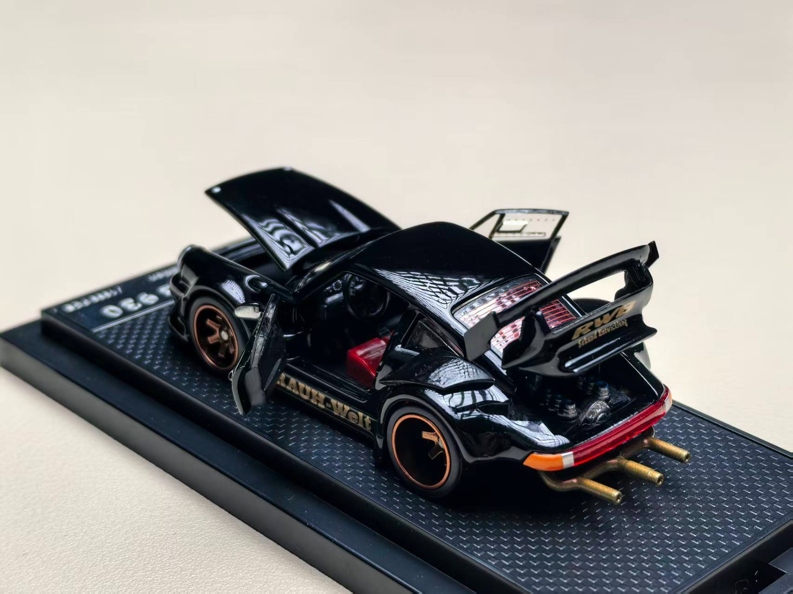 FG 1:64 Porsche 930 RWB Widebody Modification Black Fully Open Alloy Diecast Mod