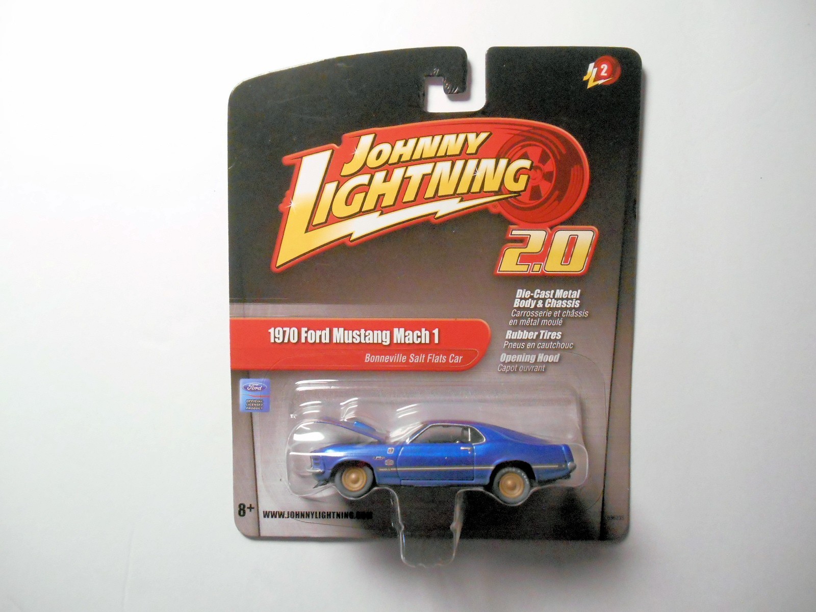 2.0 SERIES BLUE 1970 FORD MUSTANG MACH 1 RUBBER TIRE DIE-CAST JOHNNY LIGHTNING