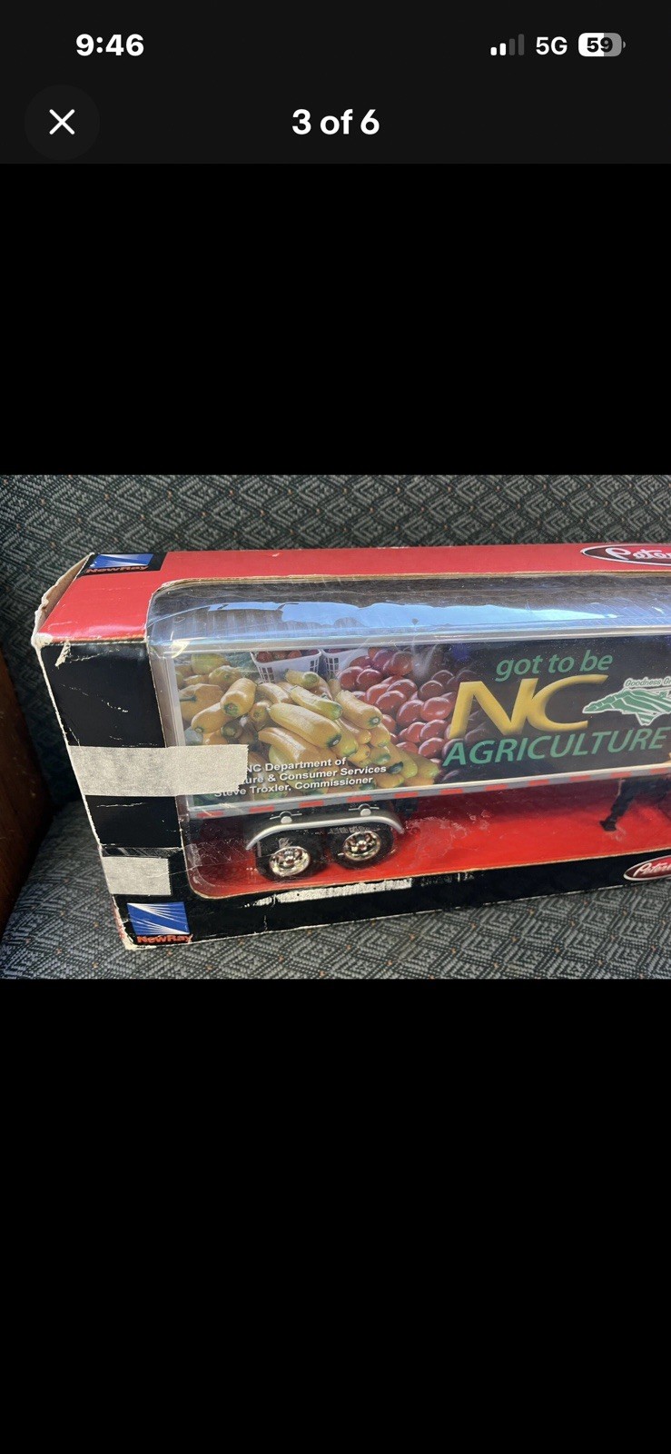 New Ray Peterbilt 379 NC State Agriculture Fair Tractor trailer In Damaged Box