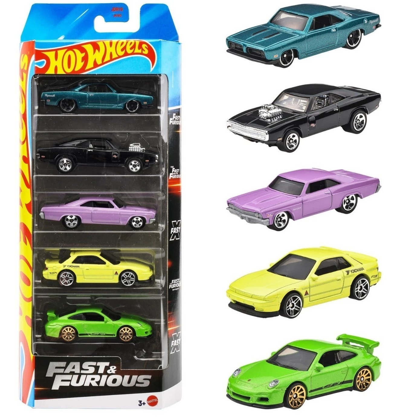 Hot Wheels 1:64 Basic 5 Pack Cars Set Fast & Furious Diecast Cars Set