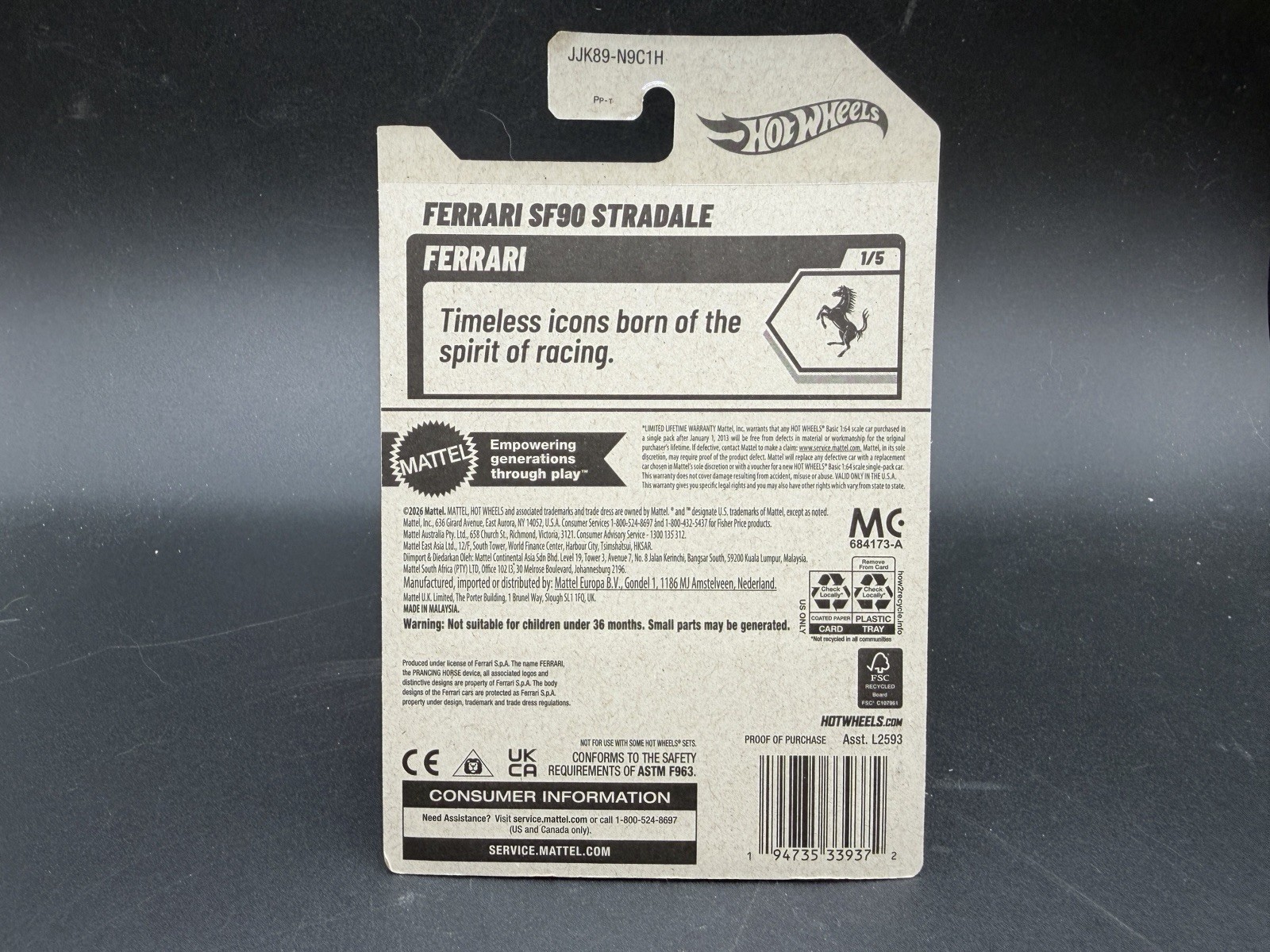 Hot Wheels Ferrari SF90 Stradale Black 2026 Ferrari 1/5 #41 MIP