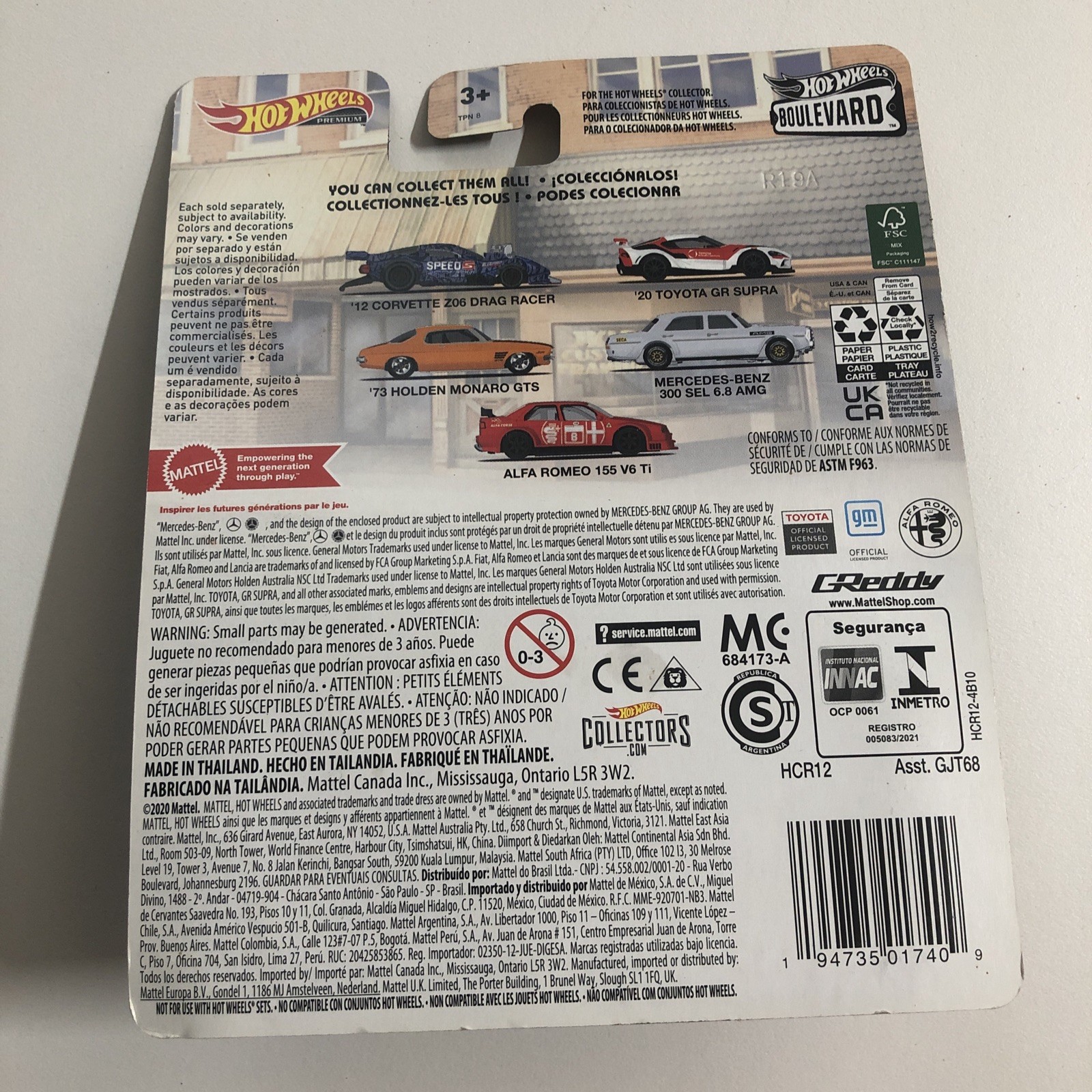 2022 HOT WHEELS 1:64 PREMIUM BOULEVARD #51 BLUE ’12 CORVETTE Z06 DRAG RACER