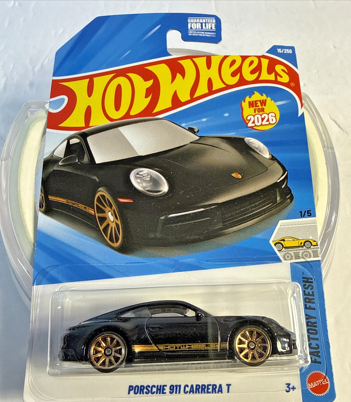 2026 Hot Wheels #15 1/5 PORSCHE 911 CARRERA T Black w/Gold ( LOT OF 2 – SALE )