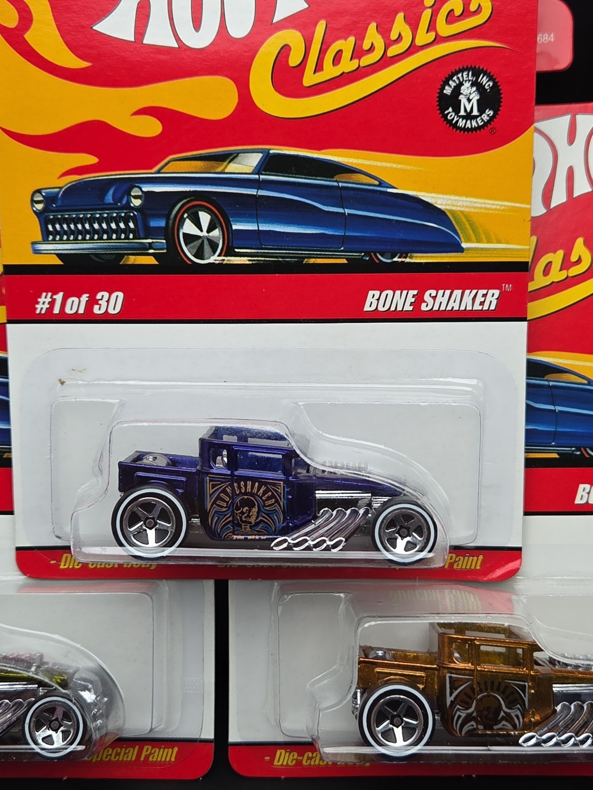Hot Wheels Classics Series 3 Bone Shaker 1/30 Blue, Olive & Copper Lot Of 3