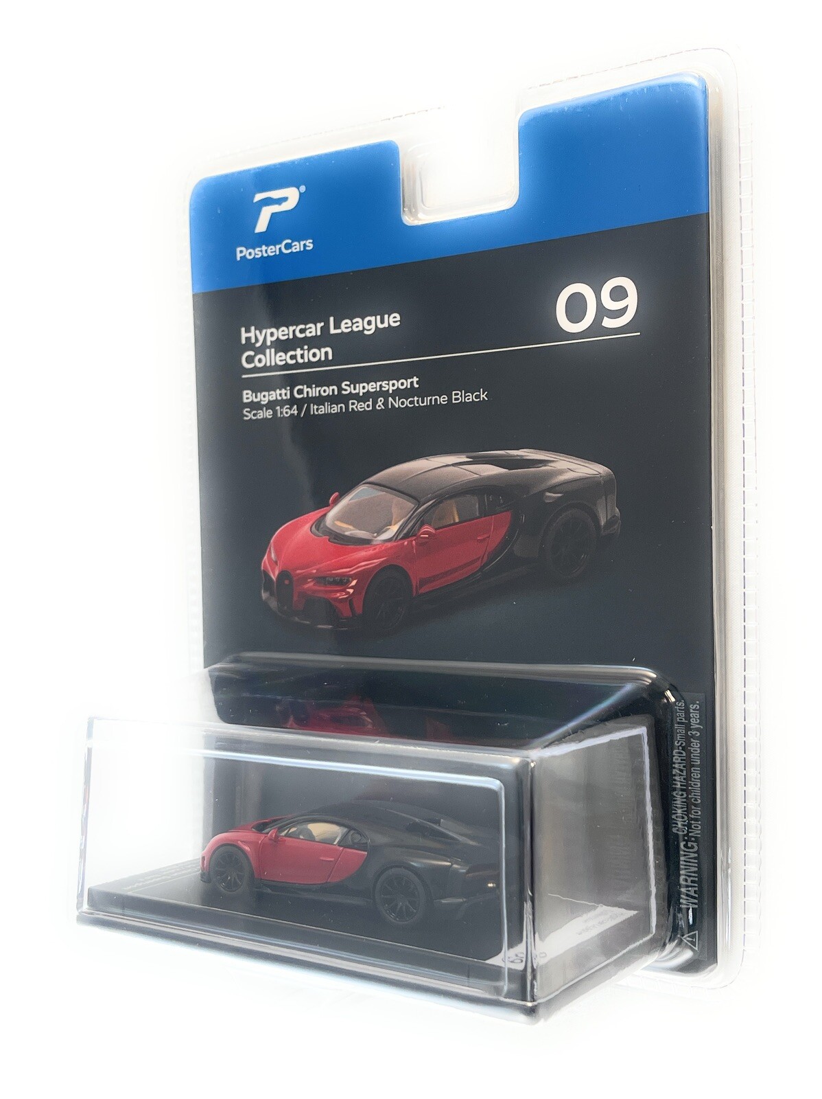 Bugatti Chiron Supersport Italian Red & Black 1:64 Model Car By PosterCars H09B