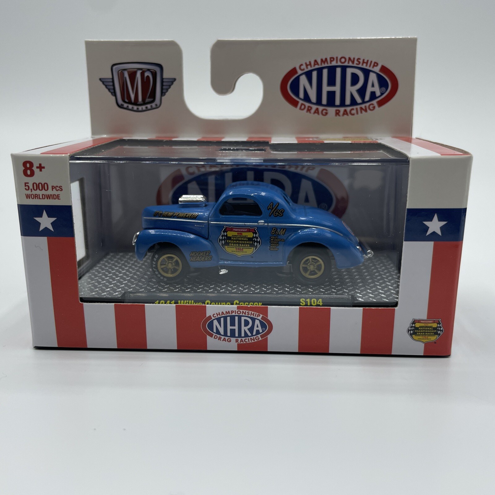 2022 M2 Machines NHRA 1941 Willys Coupe Gasser Blue Mint in Box Free Shipping