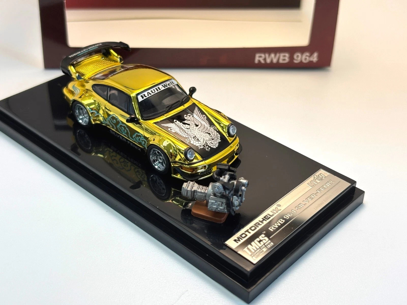 MOTORHELIX 1:64 RWB 964 Silver-Fenix Gold Chrome Toshikazu Nozaka Art