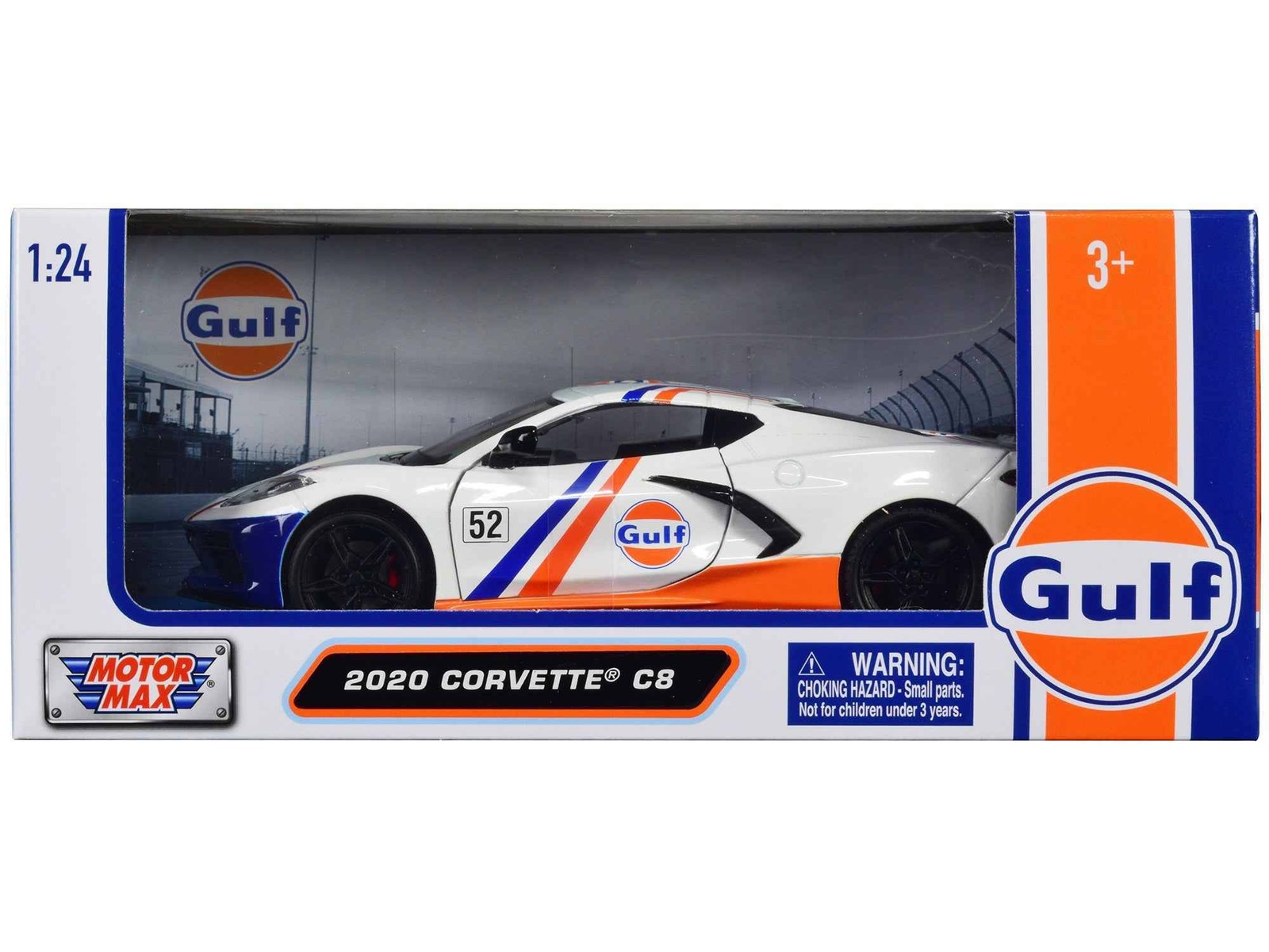 2020 Chevrolet Corvette C8 #52 White and Light Blue with Stripes “Gulf Oil” “Gul