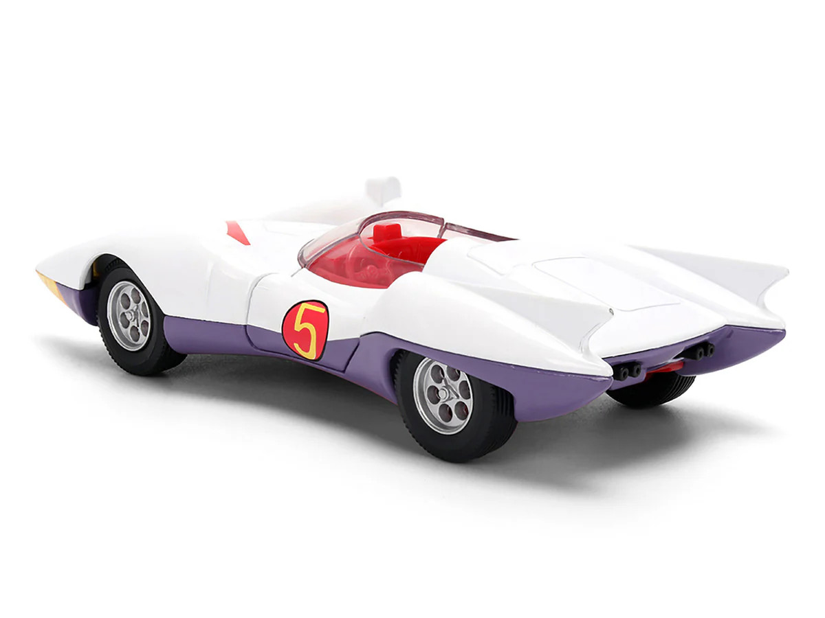 Mach 5 White with Red Stripes and Interior “Speed Racer” (1967) TV Series “Anim