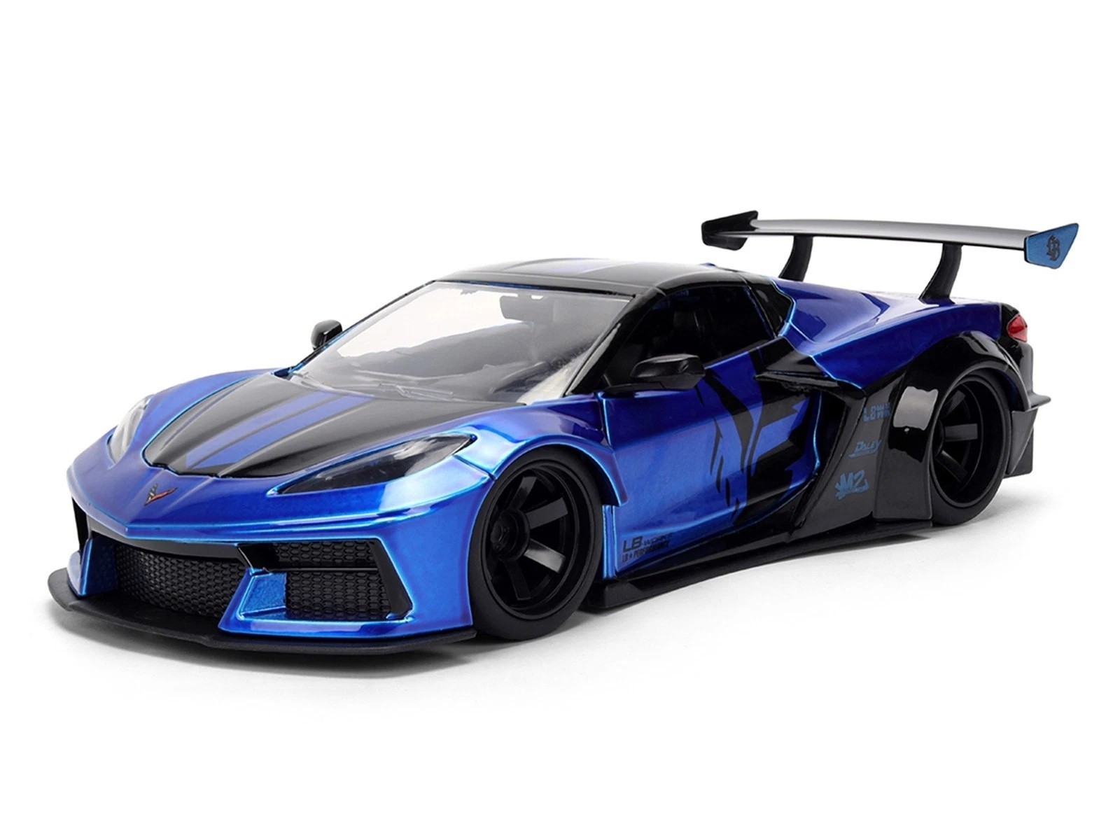 Jada 1:24 Hyper Spec Corvette C8 Liberty Walk Blue Diecast Model Car 36496-P13