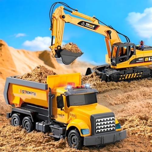 LerBao 2 Pack Large Construction Engineering Truck Toys,Moveable Claw Excavat…