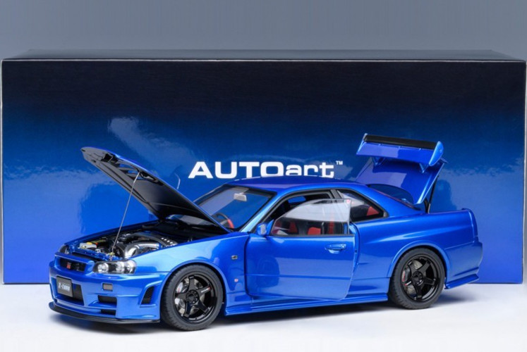AUTOart 1/18 Nissan NISMO R34 GT-R Z-tune Blue Diecast Car Model 77462