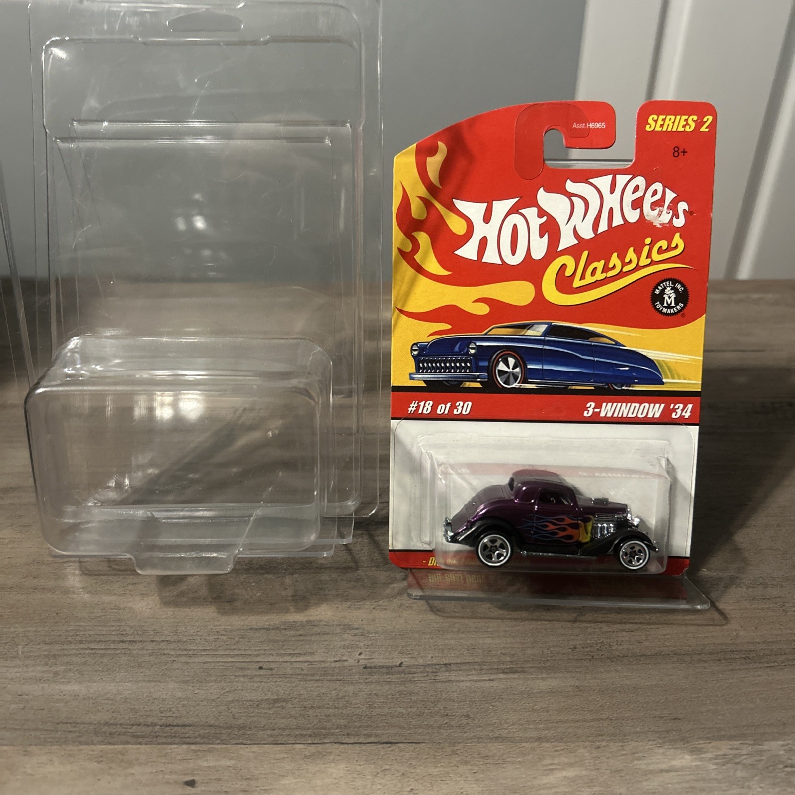Hot Wheels Classics 3-window ‘34 Purple And Flames Special Paint In Protector
