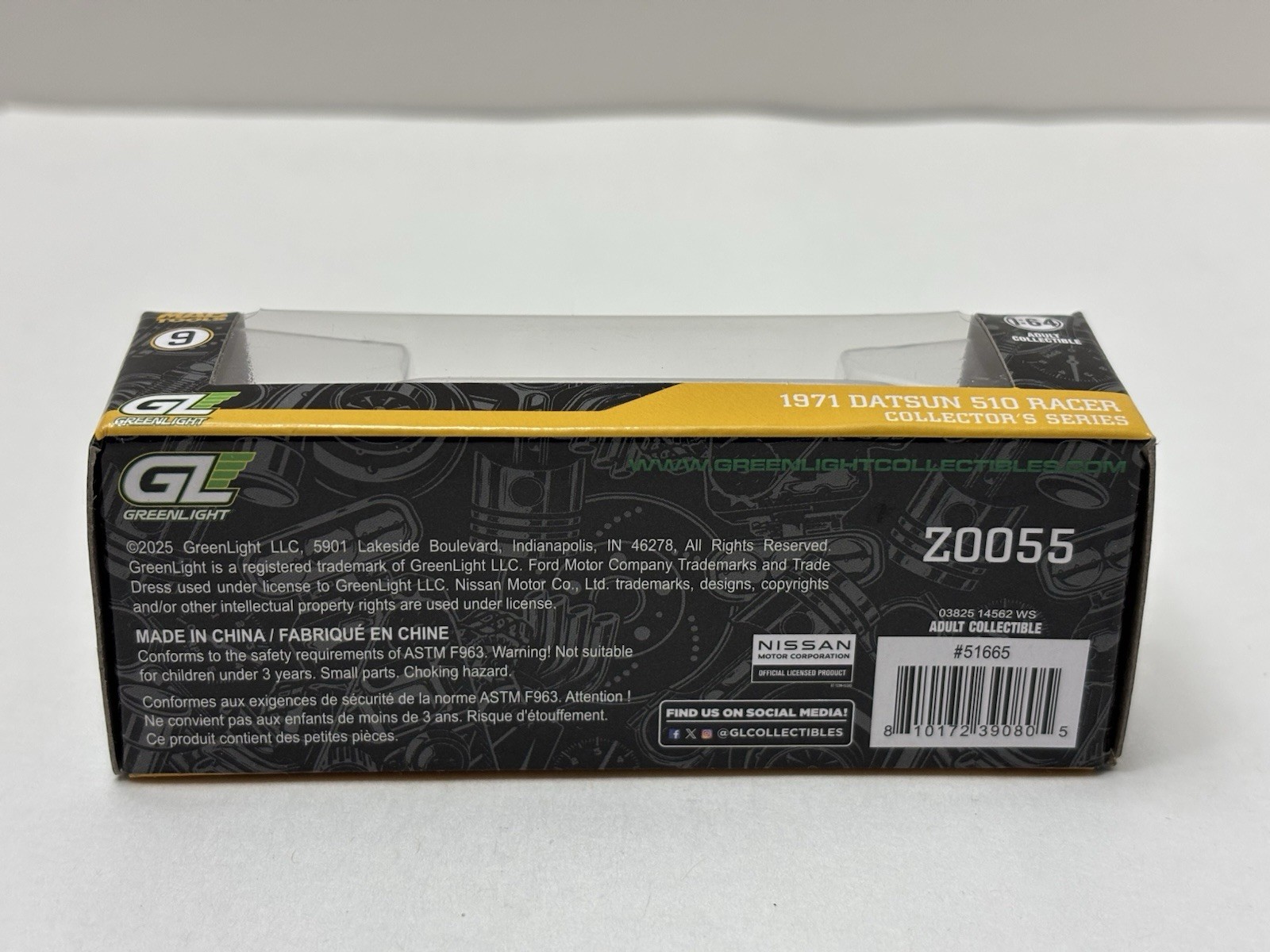 Greenlight 1971 Datsun 510 Racer MAC TOOLS EXCLUSIVE Collector’s Series Yellow