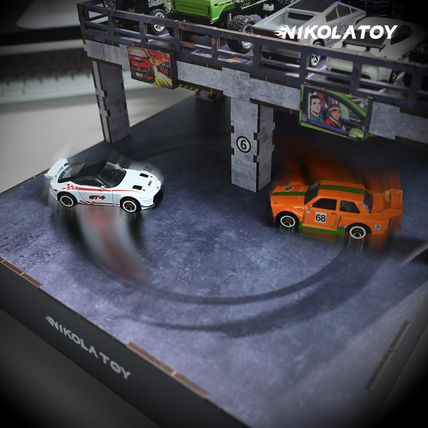1:64 Nikolatoy Electric Drift Turntable, Car Model Parking Lot, DIY Gift