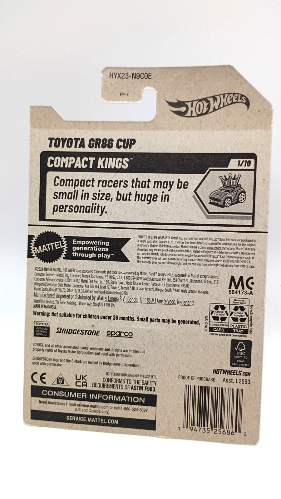 Lot of 7 Hot Wheels Compact Kings Chevy Toyota Ford Mighty K Mazda MX Fiat 500