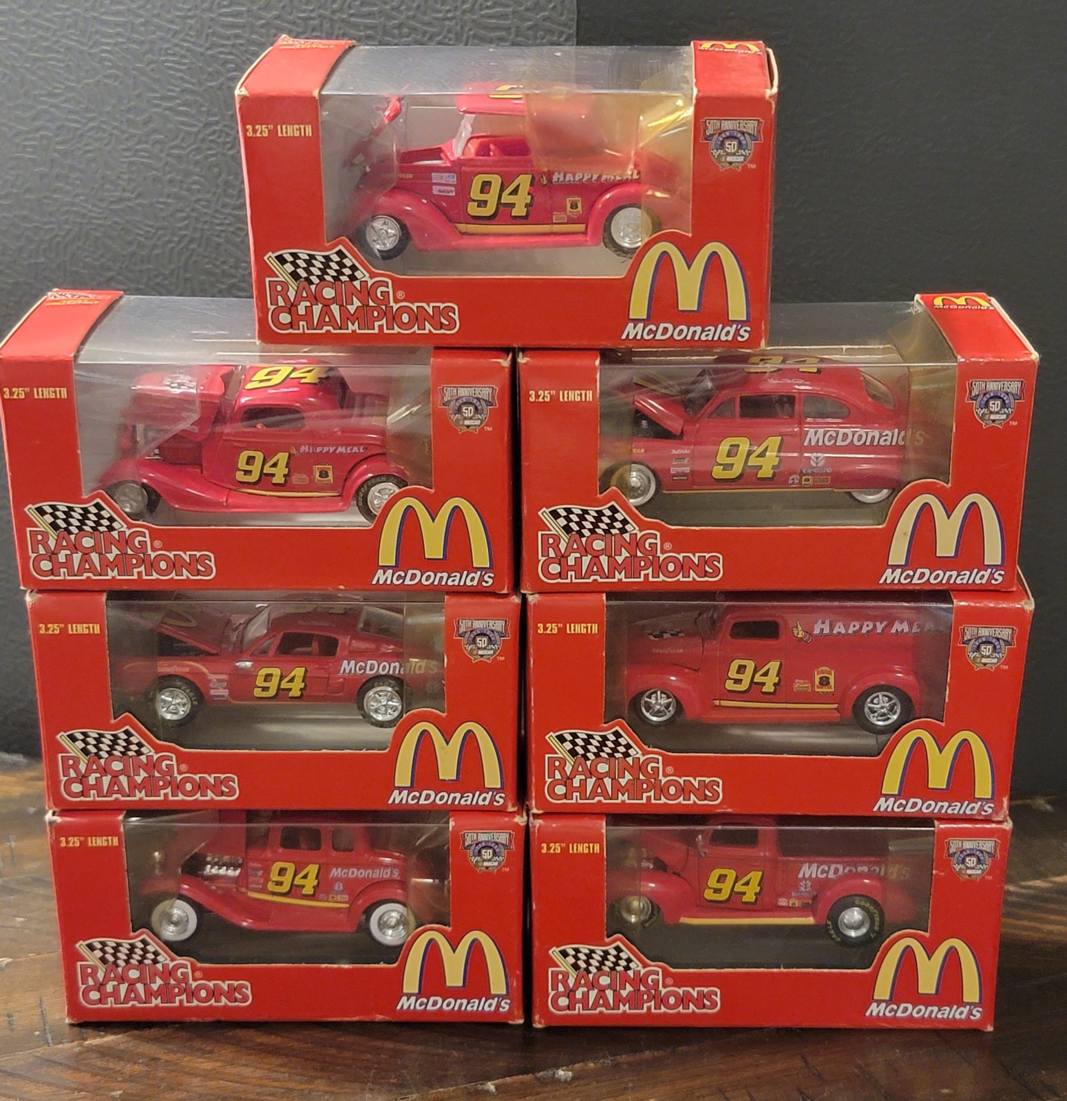 Racing Champions McDonald’s 1998 Red Diecast Car 3.25″ Bill Elliott #94 Set of 7
