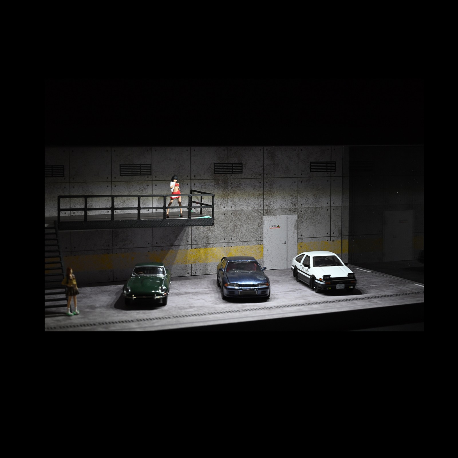 Diorama 1/64 Car Showroom Model LED Lighting Car Garage Backdrop Scene Model Toy