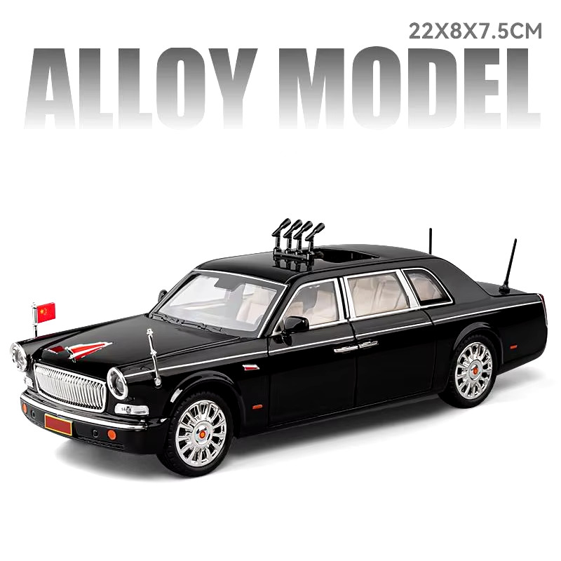 1/24 HONGQI L9 Alloy Limousine Luxy Car Model Diecasts Metal Classic Parade Vehi